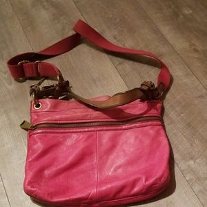 fossil pink leather purse